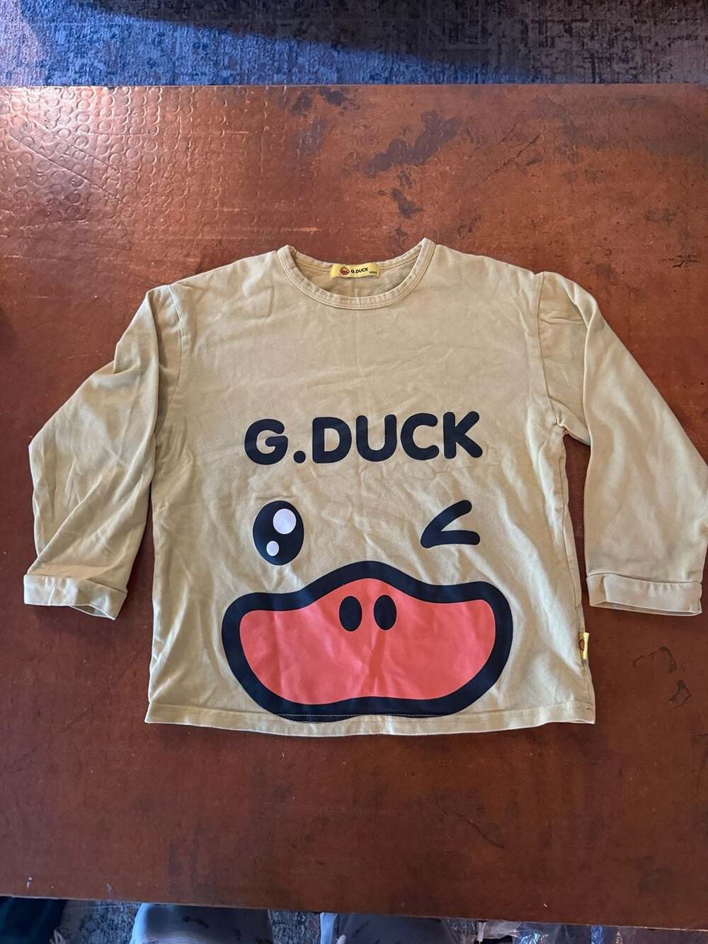 G.Duck Long Sleeve T-Shirt Size 140/68 Yellow Duck Face Graphic